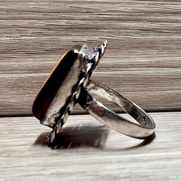Vintage Handmade Sterling Silver Tiger’s Eye Solitaire Cocktail Ring, Size 5 - Picture 2 of 7